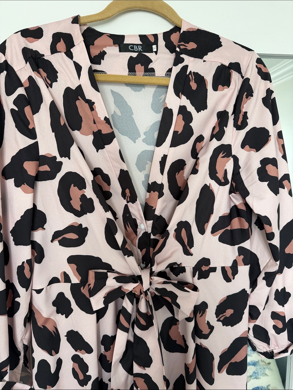 CBR Pink and Black Leopard-Print Tie-Waist Maxi Dress